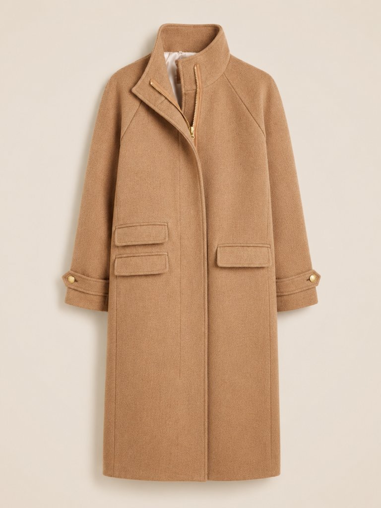 Nwt J. Crew Long Toscana Coat In Italian Stadium-Cloth Wool Blend Acorn Size 0